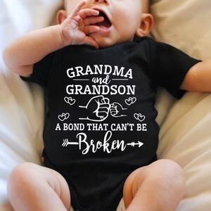 Baby Infant Onesie with White Print Grandma and Grandson